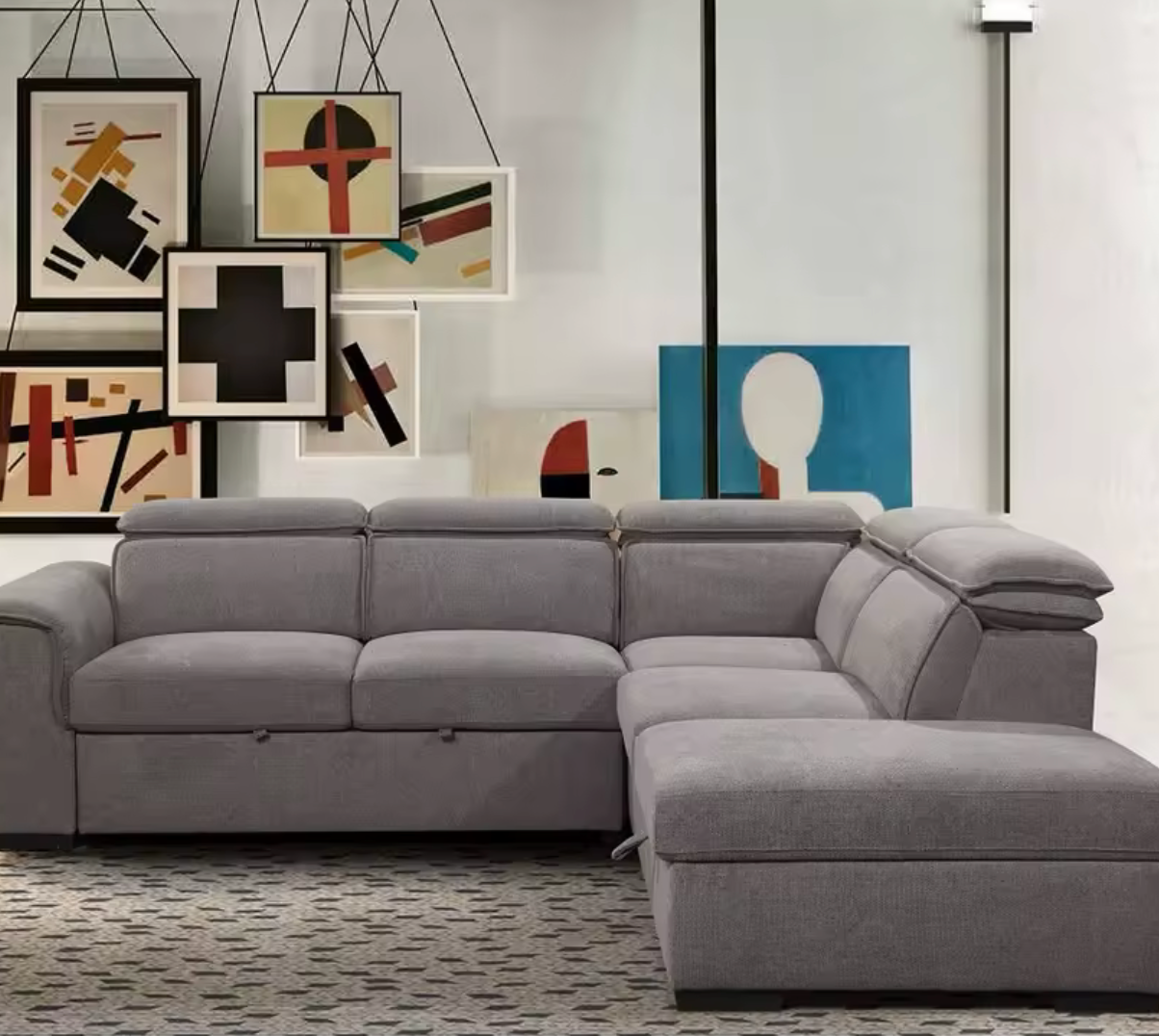 Manufacture furniture house 2p+chaise+ottoman Reconfigurable Deep Seating Couch Sectional Parlor Combination Sofa Set