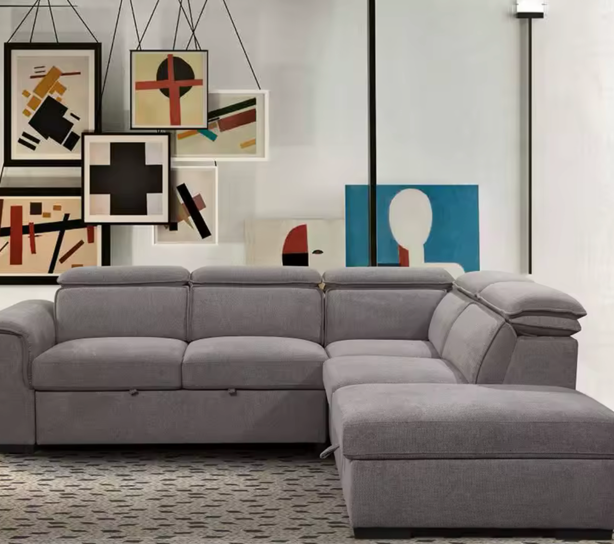 Manufacture furniture house 2p+chaise+ottoman Reconfigurable Deep Seating Couch Sectional Parlor Combination Sofa Set