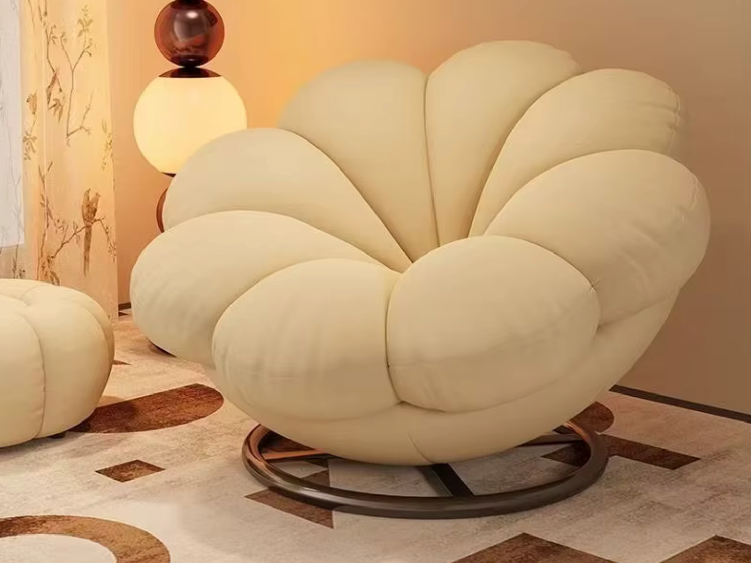 High Quality Modern Design Pumpkin-Shape Pouf Sofa Chair Comfortable for Living Room Lazy Leisure Lounger