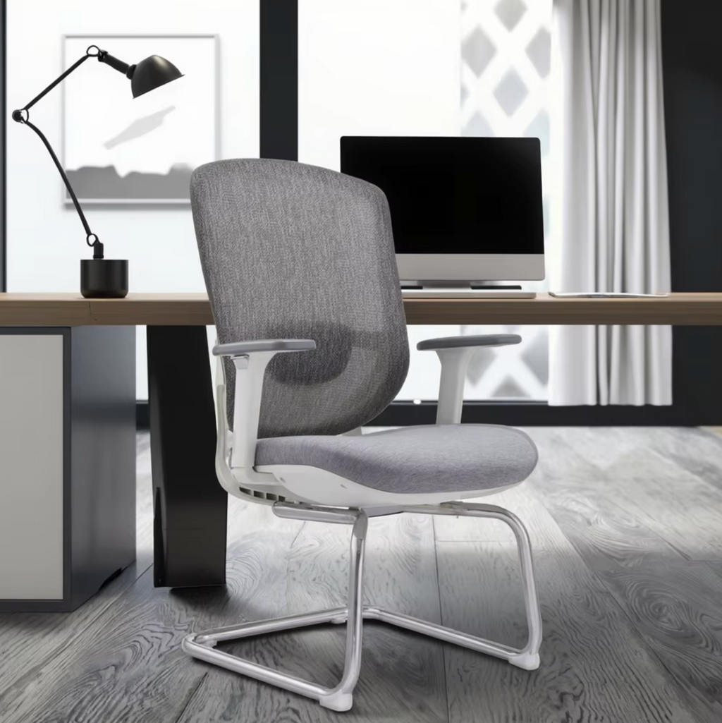 Adjustable Armrest Modern Mesh Backrest Conference Chair with Chrome Base for Living Room Hotel and Meeting Room Use