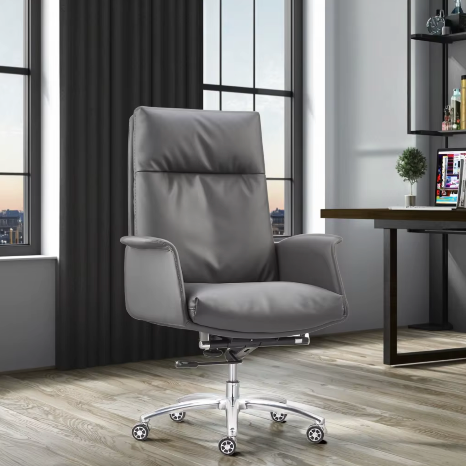 Modern Ergonomic Office Task Chair Comfortable Leather Swivel Adjustable Height Executive Chair China Supplier