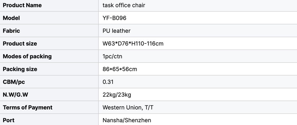 Modern Ergonomic Office Task Chair Comfortable Leather Swivel Adjustable Height Executive Chair China Supplier