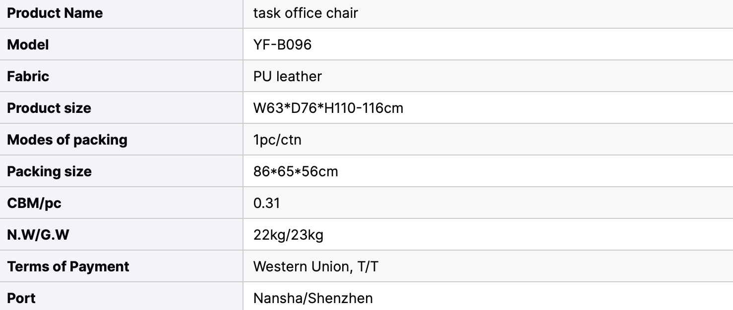 Modern Ergonomic Office Task Chair Comfortable Leather Swivel Adjustable Height Executive Chair China Supplier