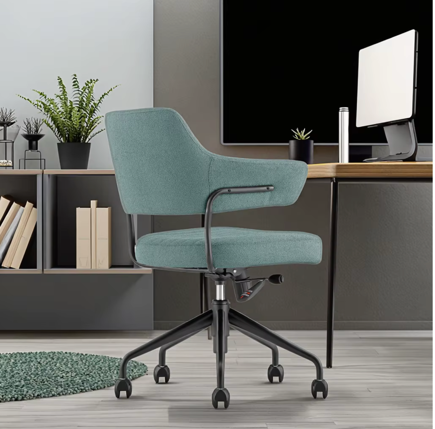 Modern Office Chair with Low Back Swivel Lift Comfortable Fabric Wheels-for Hotel Conference Meeting & Visitor Use