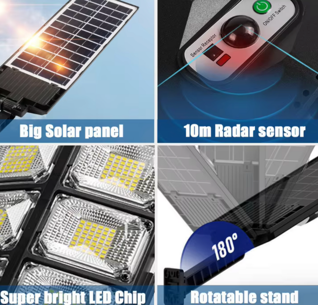 504 Led Powerful Lampe Solaire Outdoor Motion Sensor External Waterproof 12000 Lumen Solar Street Light