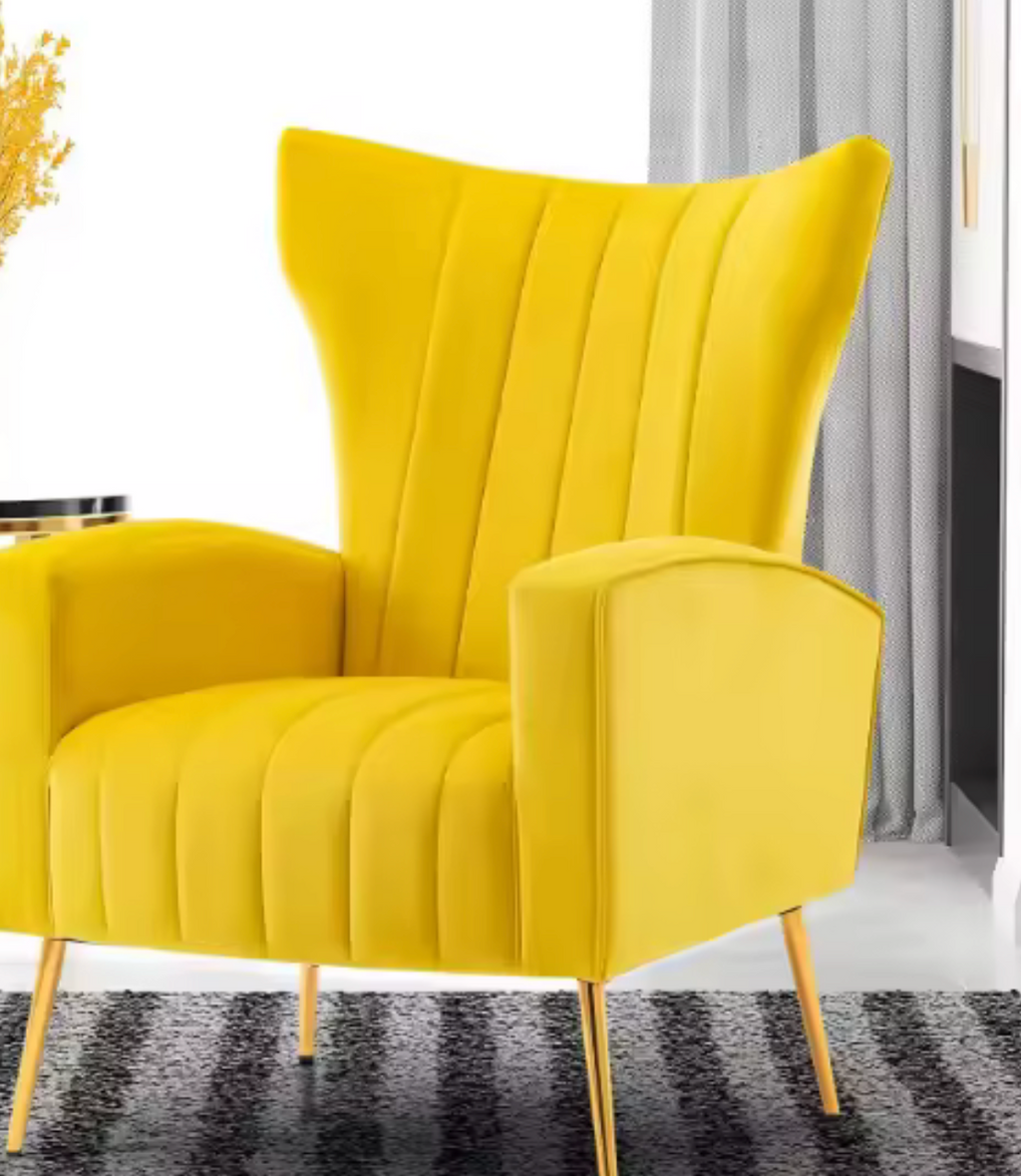 Latest Designs Wing Back Tufted Velvet Wingback Accent Chair for Living Room