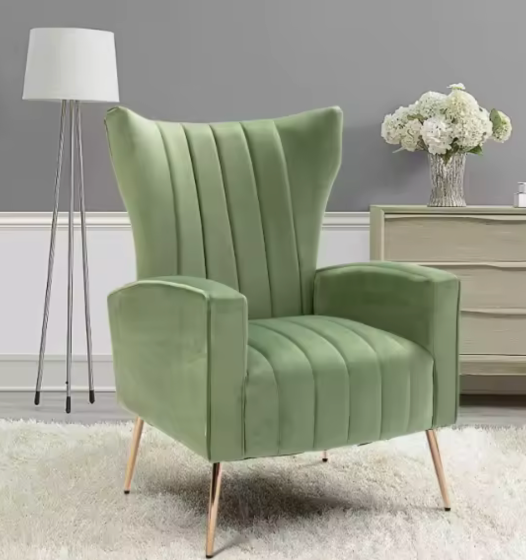 Latest Designs Wing Back Tufted Velvet Wingback Accent Chair for Living Room