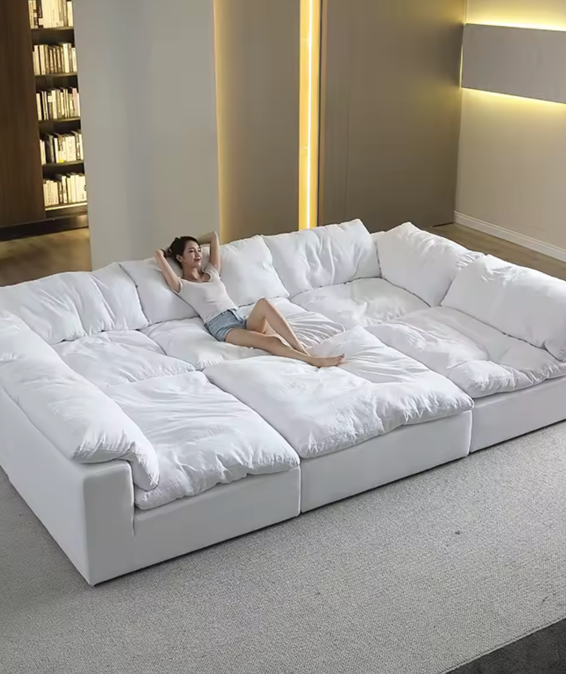 American Large Modular Sectional Sofa Home Furniture Nordic Modern U Shape Corner Sleeping Sofa Bed Cloud Couch Sets