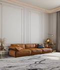 Italian Minimalist Modular Sofa Set European Design with Genuine Leather Soft Down Material for Villa Apartment Living Room