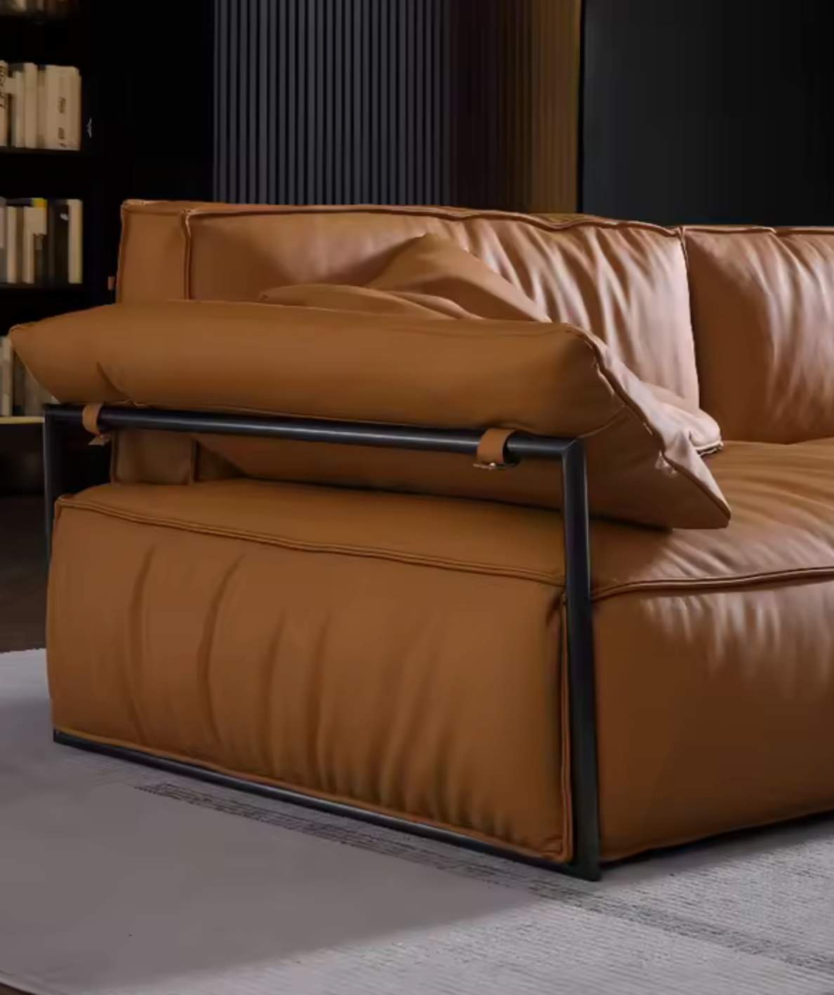 Italian Minimalist Modular Sofa Set European Design with Genuine Leather Soft Down Material for Villa Apartment Living Room