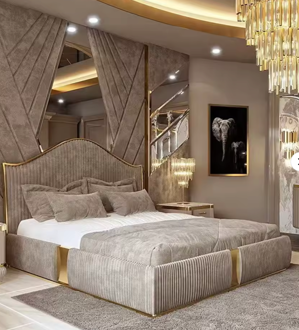 Modern Corduroy Canopy Bed With Storage Queen Size Bed Frame Upholstery Bedroom Furniture Set Luxury King Size Bed Modern