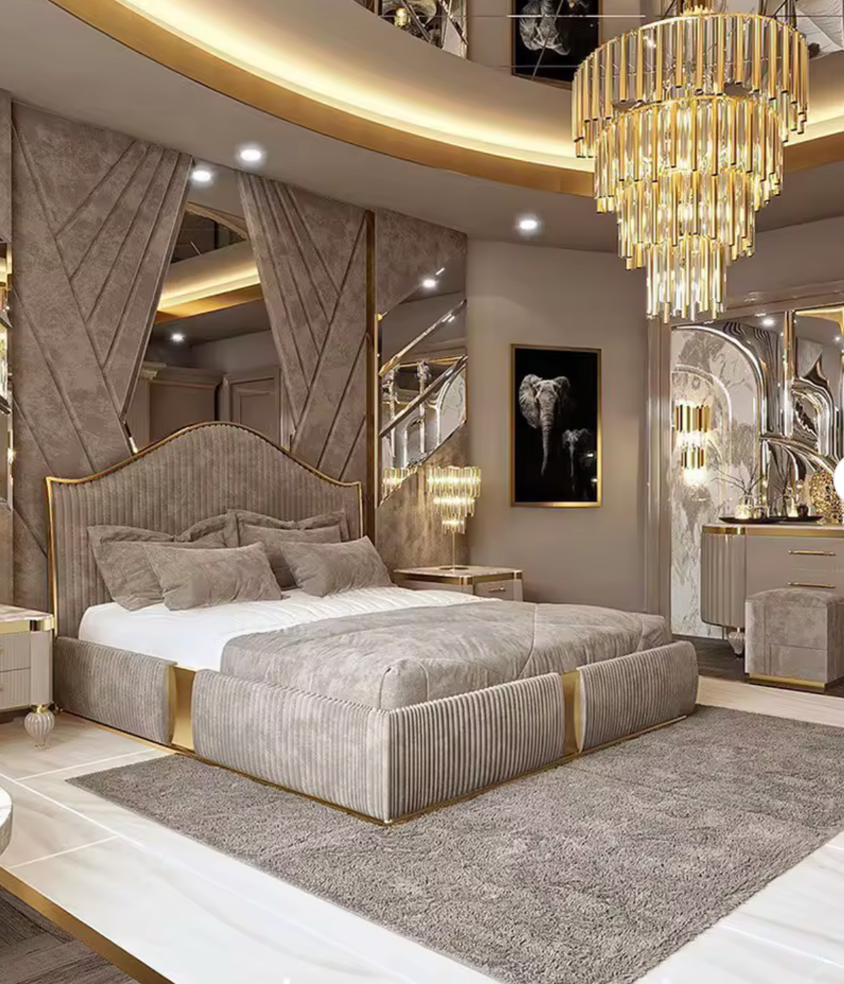 Modern Corduroy Canopy Bed With Storage Queen Size Bed Frame Upholstery Bedroom Furniture Set Luxury King Size Bed Modern